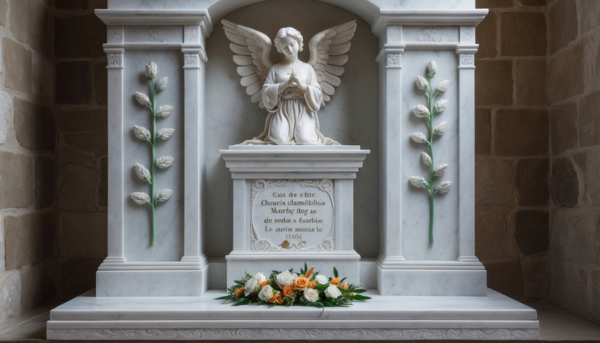 Diseño de lápidas con figuras angelicales personalizadas en Cádiz y Provincia